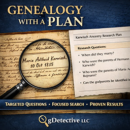 Archival research document illustration for professional genealogical research case study